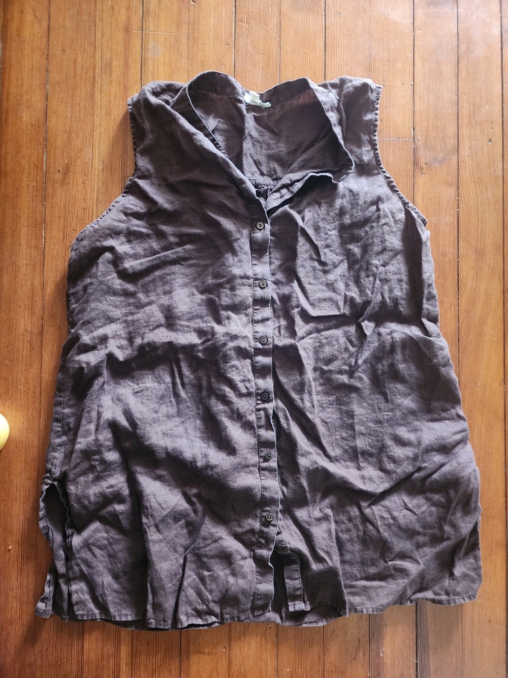 Eileen Fisher Linen Brown Sleeveless Top L